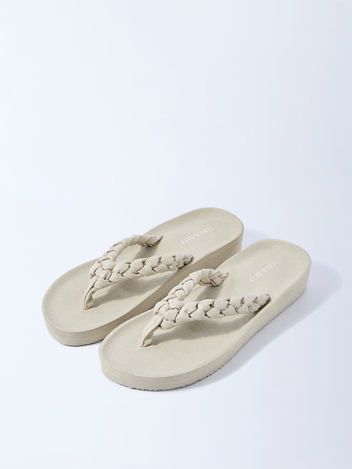 LUNA BLU Ivory Braided Comfort Flip-Flops